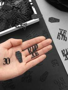 Bộ 200 món đồ trang trí tiệc sinh nhật chủ đề "Chia lìa tuổi 20", tiệc tạm biệt tuổi 20, trang trí bàn tiệc sinh nhật lần thứ 30 theo phong cách Gothic, trang trí đám tang cho giới trẻ, trang trí Giáng sinh, quà tặng Giáng sinh tại nhà, đồ trang trí Giáng sinh. - màu đen - Xem 2
