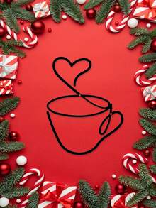 1PC Metal Coffee Cup Decor, Minimalist Line - Art Design, Adds Cozy Vibes. Perfect For Kitchen, Cafe, Office, Home Decor. Christmas Decorations Room Decor Christmas