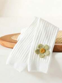 6件/5件/4件/2件女童秋冬紧身裤，针织面料条纹打底裤，时尚可爱碎花紧身裤，适合休闲日常生活 - 彩色 - 查看 4