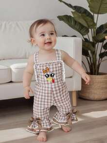 Toddler Baby Girl Thanksgiving Outfits 6 12 18 24M 2 3 4 5T Turkey Romper Long Flared Jumpsuit Thanksgiving Overalls