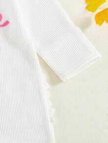 Nebworn Baby Girl Waffle Knit Romper Long Sleeve Ruffle   Fall Winter Clothes Coming Going Home Outfit - 白色 - 查看 7