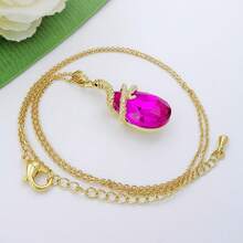 18k Gold Plated Water Drop Crystal Multicolor  Snake Pendant Necklace 16"+2"2025 - Hot Pink - View 11