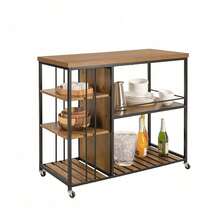 SVW18-F, Serving Trolley Kitchen Trolley Cart Mobile Kitchen Shelf Kitchen Storage Trolley With 5 Shelves - Brown - View 4