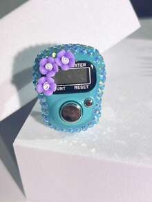 1pc 点阵花计数器，LED 显示计数器，手指计数器，便携式电子计数器，手动按钮计数计数器，迷你环形计数器 - 彩色 - 查看 5