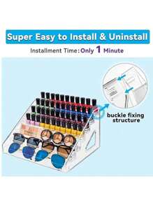 1pc Simple INS Acrylic Nail Polish Display Rack, Easy Installation Multi-Layer Optional, Sturdy And Durable Fully Transparent Design For Better Visibility And Convenience. Large Capacity Can Store Couples' Glasses, Sunglasses, Lipsticks, Nail Polish, Makeup And Other Daily Accessories