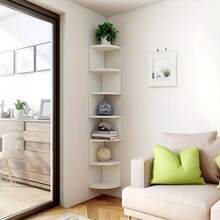 7-Layer Floating Corner Shelf - Space-Saving Corner Storage Rack, Durable Plastic Structure, Easy-To-Install Adhesive Mounting - Modern Minimalist & Bohemian Style, Suitable For Living Room, Bedroom, Bathroom, Kitchen - Perfect Organizer For Books, Decorations, Plants - Ideal For Small Apartments & Home Offices, Multi-Functional Shelf With Adhesive Installation