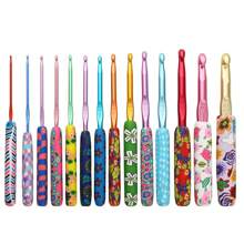 5pcs/9pcs/12pcs/14pcs Soft Clay Crochet Hooks, Aluminum Alloy Crochet Needles With Various Prints, 2.0MM-10.0MM