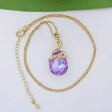 18k Gold Plated Water Drop Crystal Multicolor  Snake Pendant Necklace 16"+2"2025 - 淺紫色 - 查看 9