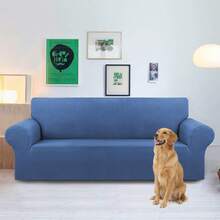 AMOROSA Juego De 3 Fundas Elásticas Para Sofá (1 Plaza, 2 Plazas, 3 Plazas) Cubre Sillones Para Sala Cobertura Completa Antideslizante Lavable Cómoda Y Ajustable Para Salas Para Casa - Azul - Ver 3