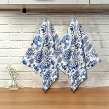 2/4/6/48pcs Blue And White Porcelain Vase, Butterfly Pattern Printed Kitchen Towels, High Absorbency Dish Cloths, Ideal For Cooking, Baking, Kitchen And Bathroom Use - Multicolor - View 11