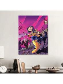 1 pieza, Niña de dibujos animados, Arte de pared, Impresión de póster moderno en lienzo, Decoración del hogar, Decoración de habitación, Artículos de regalo, Creatividad, Adecuado para pintura decorativa, Arte de pared estético, Pinturas en lienzo, Pósteres para la sala de estar, Decoración del hogar