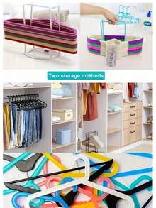 1pc Multi-Color Plastic Clothes Hanger Organizer Rack,Hanger Storage Rack – Space-Saving Holder For Closet Organization – Convenient, Sturdy Hanger Storage Stand For Easy Accessibility & Efficient Sorting