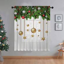 1 قطعة ستائر مطبوعة شفافة ذات نمط كرة عيد الميلاد الرائعة واللامعة، نصف معتمة، سهلة التركيب بجيب للعصا. مناسبة لغرف النوم والمكاتب، ديكور عيد الميلاد الدافئ الذي يضيف إلى مساحتك جوًا احتفاليًا ولامعًا. ديكورات عيد الميلاد ديكورات المنزل ديكور الغرفة ديكور المنزل