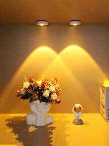 1pc Vibrant Color Changing LED Wall Light - White Hexagon Cat Eye Design, Rainbow & Sunset Projection, Dimmable, Battery Powered (3xAAA), Modern Standalone Kitchen, Bathroom Or Living Room Decor, Kitchen Lighting | Modern Wall Lamp | Plastic Structure, LED Illumination