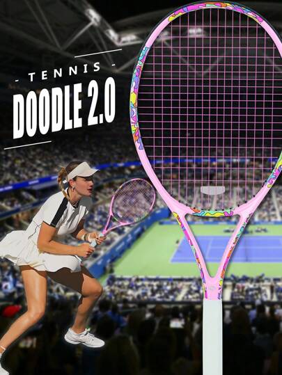 SALYWEE 2025 Upgraded Model - Doodle 2.0, Professional Tennis Racket, Dazzling Graffiti Design, Composite Carbon Fiber Lightweight Racket Body, Free Bag, 50-60 Lbs Competitive Grade Threading
