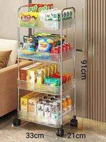 4 Tier Rolling Cart , Acrylic Storage CartsUtility Carts Storage Organizer Serving Cart For Office, Living...