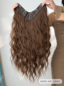 24-Inch V-Shaped Ombre Clip-In Hair Extensions, Water Wave, Heat-Resistant Synthetic Fiber, Suitable For Women, Girls, Parties And Daily Wear - Two-Tone - View 3