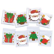 100 piezas Bolsas de PP con diseño de Feliz Navidad para galletas, dulces y dim sum con cierre adhesivo para galletas, dulces y comida de Navidad (Estilo surtido) Decoraciones navideñas, Pijamas navideños, Regalos de Navidad, Decoración navideña - Multicolor - Ver 2
