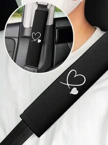 2Pcs Heart Embroidered Seat Belt Shoulder Pads – Soft, Comfortable & Thickened Design For Driver & Passenger – Adjustable Fit, Elegant Stitching, All-Season Car Interior Accessory (Perfect Gift For Her, Couples, Mothers)