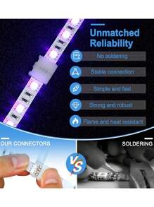 10 paquetes de conectores de tira de luz LED de 4 pines de 10 mm sin soldadura, sin cable, adaptador de terminal de empalme para tiras multicolor SMD 5050. Conectores de luz LED sin soldadura, sin cable, para extender o empalmar fácilmente tiras multicolor de 4 pines de 10 mm