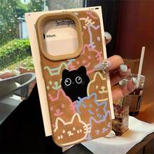 Funda con diseño de líneas negras para phone. Compatible con phone 15 Pro, 13, 14 Plus, XS, 16, 11 y 12. Funda de piel sintética suave y resistente. - Colores mixtos 1 - Ver 1
