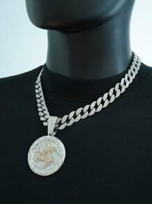 1 件男女通用个性化符号圆形吊坠项链，时尚百搭项链配饰
