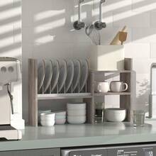 TLL  Desktop Bookshelf Organizer Adjustable Wood Desktop Storage Shelf Counter Office Storage Rack Top Bookcase Display Books Elegant Light Grey Oak Desktop Bookshelf For Writing Desk Table - Xám nhạtSồi - Xem 4