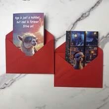 1pc/2pcs Funny Llama Themed Greeting Cards, Suitable For Birthday, Thank You, Christmas And More Occasions, Perfect Gift For Animal Lovers, Great For Family, Friends And Colleagues, Unique Birthday Or Holiday Cards