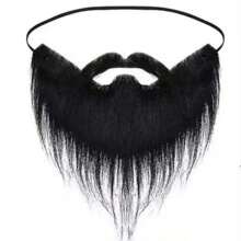 圣诞老人服装胡子，白色长皮毛，黑色和灰色大胡子万圣节