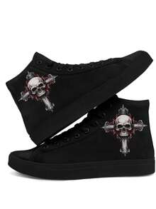 Men Canvas Shoes - Black and White - View 2