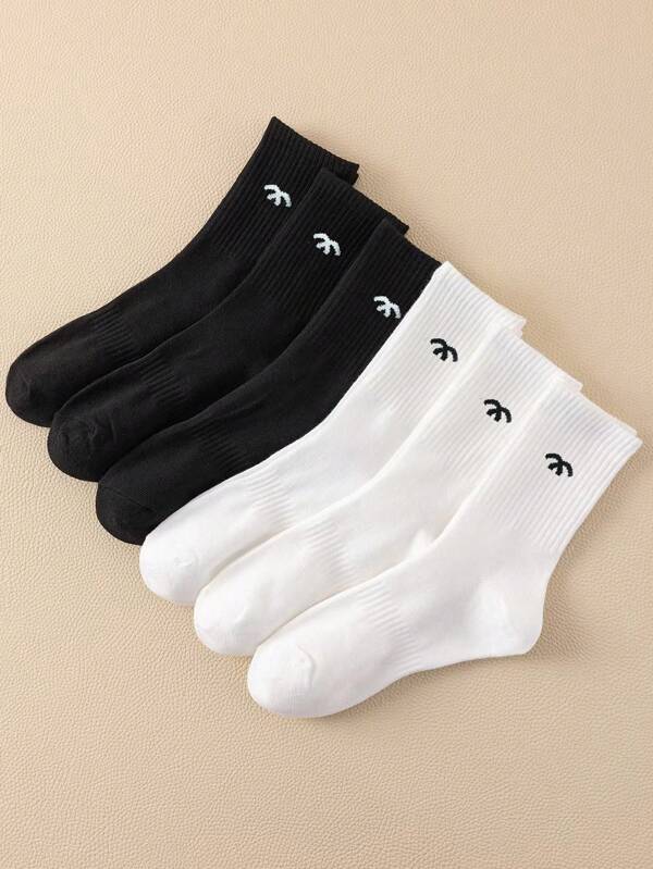 1 par/5 pares/6 pares Calcetines largos casuales para mujer, cómodos y transpirables para uso diario, unisex de tipo tripulación