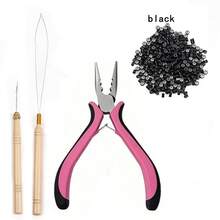 200/500/1000 件微链接发套件,3 件微链接珠工具钳,微链开启器和拆卸工具,适用于微纳米环珠接发或羽毛接发,粉色 - 彩色 - 查看 23