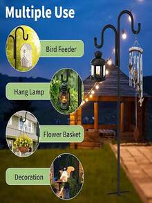 2pcs/4pcs  Heavy-Duty Adjustable Outdoor Double-Arm/Single-Arm Shepherd Hook, 4-Fork Base 38-Inch Bird Feeder, Bohemian-Style Garden Plant Basket And Wedding Hook Decoration, Durable Metal Structure Hanging Basket, Lantern And Bird Feeder, Garden Decoration, Sturdy Hook Design, Christmas, Halloween, Thanksgiving Flower Basket Festival Decoration Hook - 雙臂勾 - 查看 7