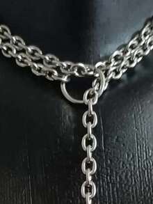 朋克耳钉项链，哥特式珠宝，蝙蝠，夸张，嬉皮，Y2K，夜店，O 形环，设计感，男女颈链 - 銀色 - 查看 5