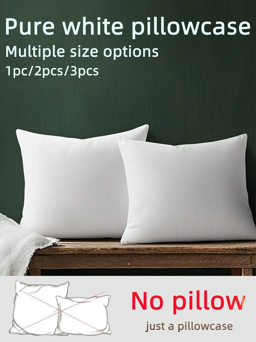 1 件/2 件/3 件纯白色枕套,柔软顺滑,经典款式,轻巧可机洗靠垫套,配有隐形拉链开合,适用于沙发、客厅、卧室装饰,4 种尺寸可选:30*50cm/40*40cm/45*45cm/50*50cm(无枕芯) - 白色 - 查看 1