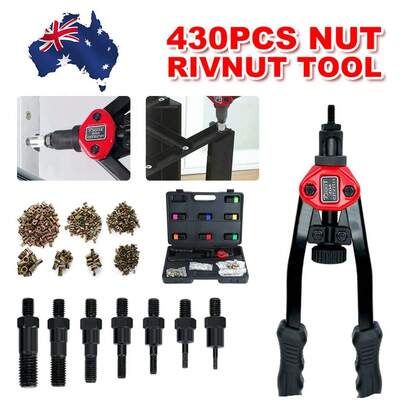 Heavy Duty Riveting Tool Kit - Riveter Gun Rivet Nut Rivnut Nutsert M3-12 Mandrels Thread 430PCS Rivets