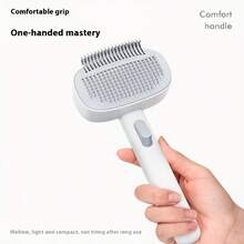 1 Stück drehbarer, einstellbarer Haustier-Bürste, Dual-Funktion zum Entwirren & Enthaaren, Ein-Klick-Haarentfernung, Edelstahlklingen mit abgerundeter Spitze, hautfreundlich, praktisches Pflege-Werkzeug für Haustiere, geeignet für alle Haustierrassen, Katzen & Hunde