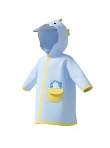 1pc Cute Shark Design Kids Raincoat, Boys Girls Kindergarten Cartoon Rainwear Raincoat With Backpack Hole, Student Raingear