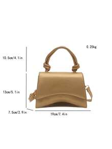 Túi xách mini thời trang tiện dụng và thiết thực, làm từ da PU, thiết kế hình vuông dành cho nữ, túi đeo chéo mini tối giản màu trơn, túi đeo vai có nắp gập đa năng, túi xách nữ. - Vàng - Xem 3