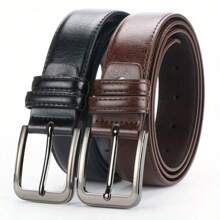 1/2pcs Men's Casual Leather Belt With Pin Buckle, Suitable For Daily Commute, Business Party Fall, Autumn, Halloween Autumn-Winter Accessories,Suitable For Teens, Youth,Men,Casual, Outdoor, Athletic, Vacation, Graduation Gifts, Birthday, Daily Wear Halloween, Casual, Business, Street, Boho, Western, Outdoor, Gift For Men, Husband, Boyfriend, Father, Dad, Christmas