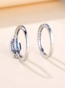 1件套時尚和耀眼藍晶方晶鋯石首飾套裝作為A禮品適用於女性約會,訂婚或者婚禮 - 寶藍色 - 查看 5