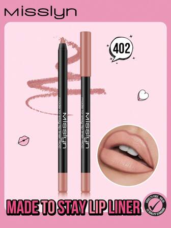 Misslyn Crayon à lèvres longue tenue, teintes de couleurs riches pour les lèvres, crayon à lèvres en gel aiguisable, application lisse, finition naturelle, peut être affilé avec un taille-crayon, maquillage des lèvres naturel très pigmenté, liner à lèvres ultra-fin en finition mate et longue tenue