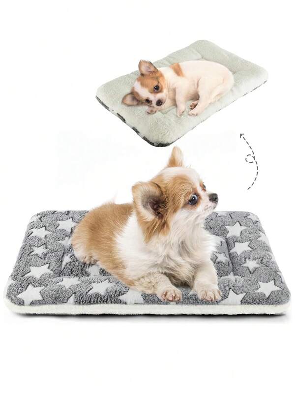 1 Stück Komfort Weiche Haustier Matte aus Flanell Hund Matratze Welpen Streu Matte - Geeignet für Katzen und Hunde, Terylenbefüllung, vielseitiges Design für Innenbereich, weich und warm, maschinenwaschbar