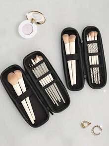 1 szt. Przenośny uchwyt na pędzle do makijażu o dużej pojemności, podróżny pokrowiec na pędzle do makijażu, wielofunkcyjny pojemnik do przechowywania pędzli do cieni do powiek, lekki organizer do przechowywania pędzli do makijażu, uchwyt na długopisy, kosmetyczka, kosmetyczka