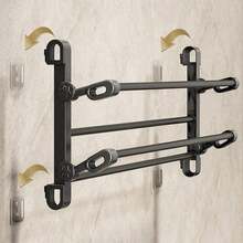 1pc Space-Saving Wall-Mounted Shoe Organizer |   Polyester Fabric |   Multi-Tier Design For Shoes & Slippers |   Easy Install With Adhesive Strips |   Compact Storage For Home & Bathroom |   Ideal Wardrobe Solution, Shoe Storage Organizer - màu đen - Xem 8