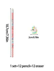 6/12sets Cute Unicorn Fun Pencils And Erasers, Unicorn Style Party Pencils And Erasers Set For Unicorn Theme Party, Birthday Gifts, Christmas Gift Fillings