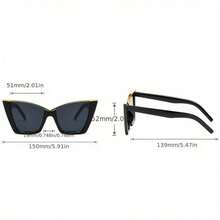 A Pair Of Cat-Eye Metal-Rimmed Fashionable And Individual Glasses For Women, Made Of PC Material For Decoration, Exudes A High-End Feel And Is  For Taking Street Photos And Checking In - 黑色 - 查看 3