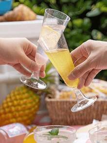 50pcs Champagne Flutes Sparkling Glasses For Picnics Weddings Parties Event Supplies And Outdoor Celebrations Elegant & Easy Clean Up - 透明 - 查看 2