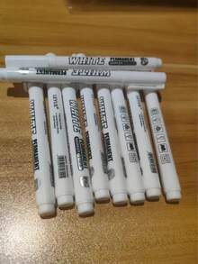 5pcs/Set Non-Erasable White Chalk - Suitable For Blackboard, Window, Glass, Bar, Poster And Other White Marking, Waterproof Fine Tip Oil Paint And Graffiti Marker Set, Essential For Back To School Season - Multicolor - View 11