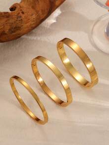 1pc Stainless Steel Classic Minimalist Style Bracelet, Waterproof, Suitable For Daily Wear All Year Round And As Gift, Can Be Stacked